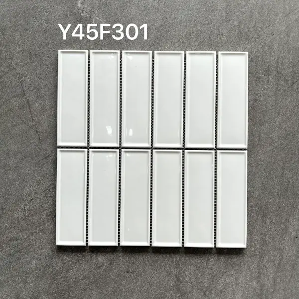 Glazed porcelain mosaic, 45 x 145 mm strip, selection 006