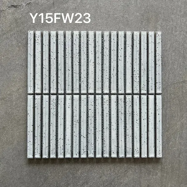 Glazed porcelain mosaic, 15 x 145 mm strip, selection 010
