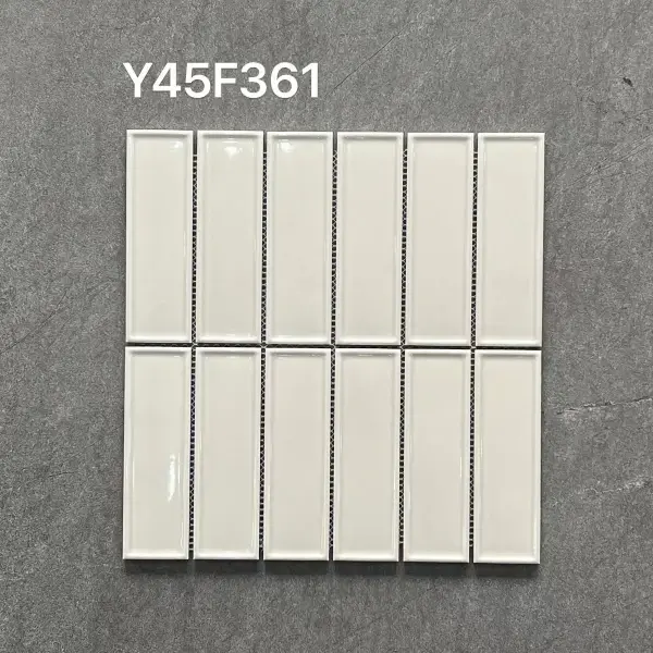 Glazed porcelain mosaic, 45 x 145 mm strip, selection 011