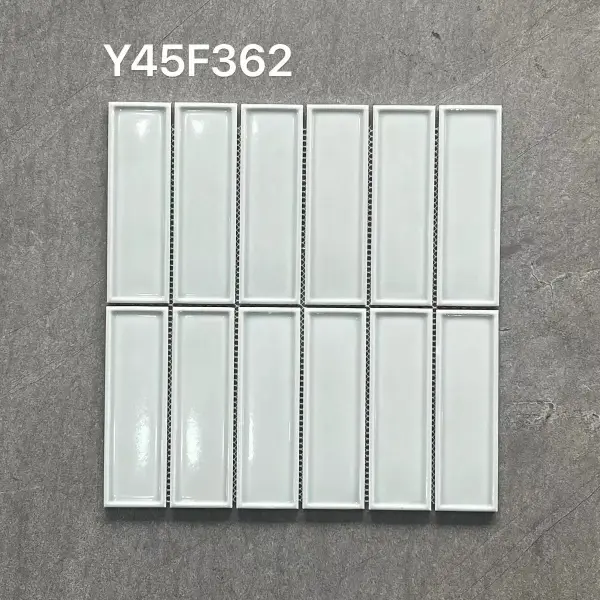 Glazed porcelain mosaic, 45 x 145 mm strip, selection 032