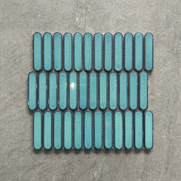 Glazed porcelain mosaic, 23 x 98 mm slim format, selection 059