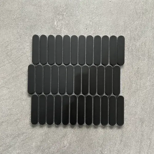 Glazed porcelain mosaic, 23 x 98 mm slim format, selection 066