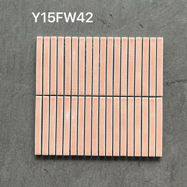 Glazed porcelain mosaic, 15 x 145 mm strip, selection 080