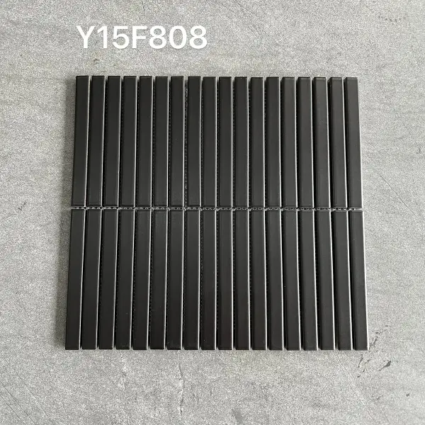Glazed porcelain mosaic, 15 x 145 mm strip, selection 096