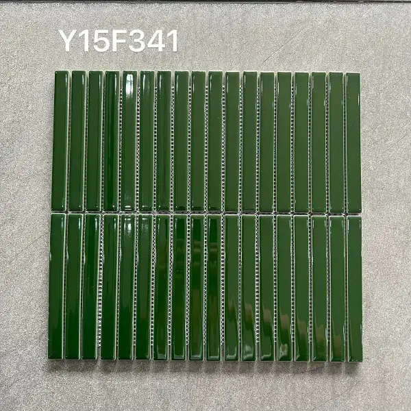 Glazed porcelain mosaic, 15 x 145 mm strip, selection 107