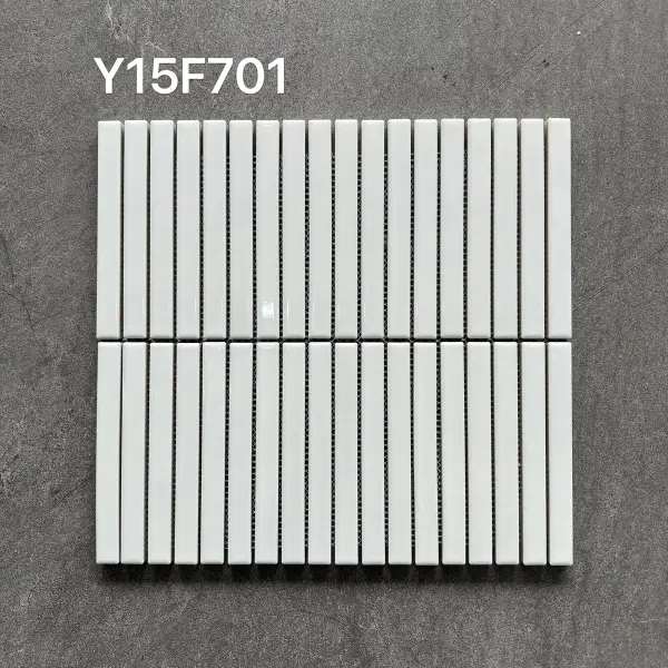 Glazed porcelain mosaic, 15 x 145 mm strip, selection 138
