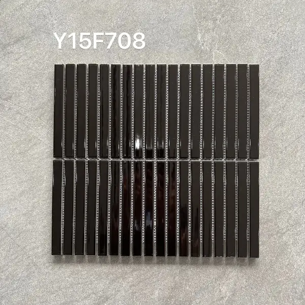 Glazed porcelain mosaic, 15 x 145 mm strip, selection 156