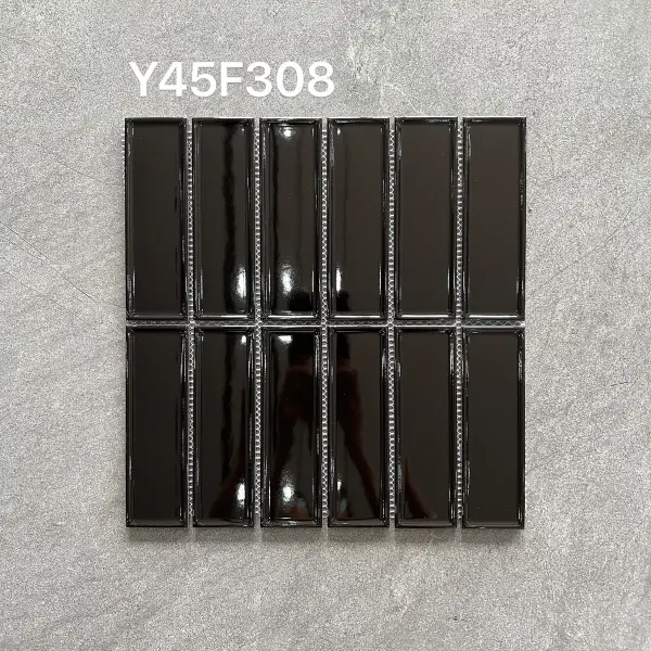 Glazed porcelain mosaic, 45 x 145 mm strip, selection 157