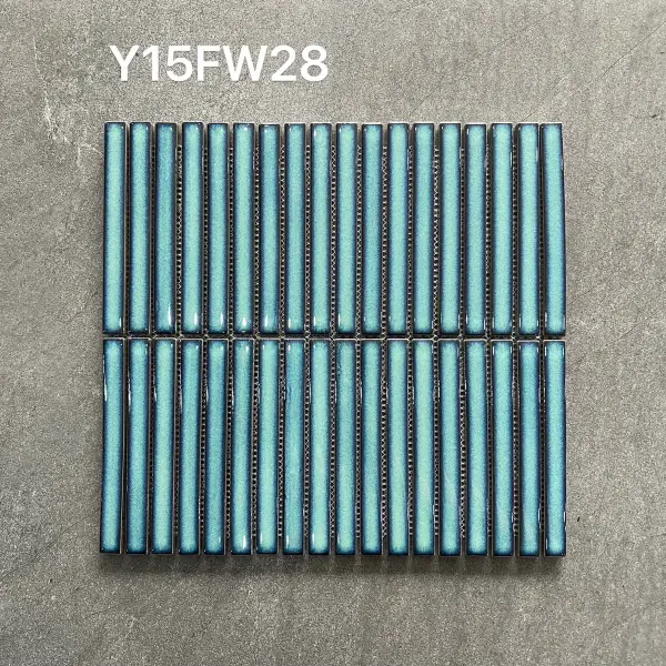 Glazed porcelain mosaic, 15 x 145 mm strip, selection 161