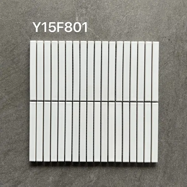 Glazed porcelain mosaic, 15 x 145 mm strip, selection 162
