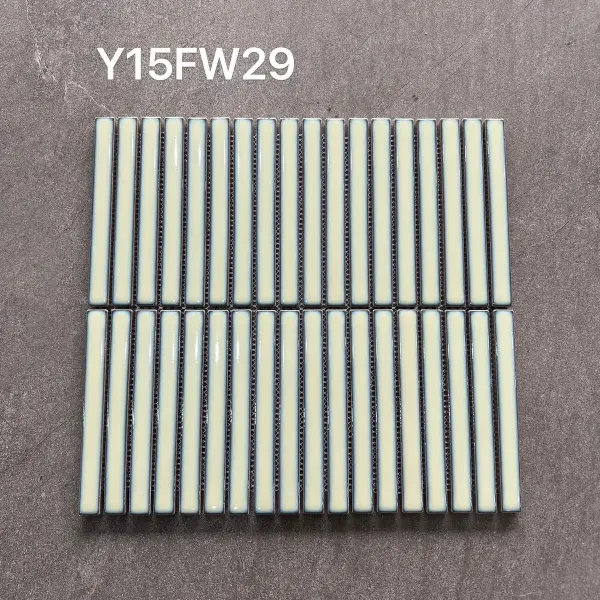 Glazed porcelain mosaic, 15 x 145 mm strip, selection 173