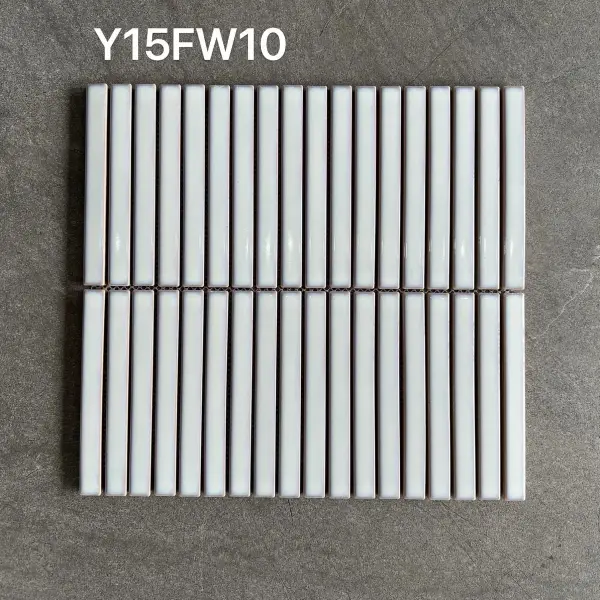Glazed porcelain mosaic, 15 x 145 mm strip, selection 188