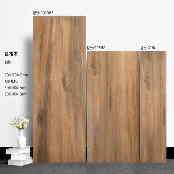 Red Sandalwood outdoor wood-look tile, 600 x 1200 x 18 mm